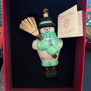 Reed & Barton Snowman with Broom Ornament NWT